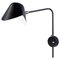 Black Anthony Wall Lamp White Round Fixation Box by Serge Mouille 1