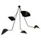 Black Five Curved Fixed Arms Spider Ceiling Lamp by Serge Mouille 1