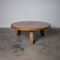 Large French Brutalist Tripod Solid Oak Coffee Table with Round Top 1