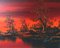 Paesaggio al tramonto, anni '60, olio su tela, con cornice, Immagine 4