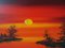 Paesaggio al tramonto, anni '60, olio su tela, con cornice, Immagine 7