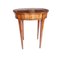 Mesa de café alta vintage con incrustaciones de madera tropical., Imagen 1
