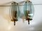 Mid-Century Glass and Brass Sconces, Italy, 1960s, Set of 2 1