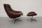 Swivel Armchair and Stool by H. W. Klein for Bramin, 1970s, Set of 2 1
