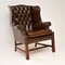 Antique Georgian Style Leather Wing Back Armchair, Image 1