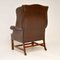 Antique Georgian Style Leather Wing Back Armchair, Image 9