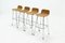Chromed Steel and Rattan Bar Stools from Rohé Noordwolde, 1960s, Set of 4, Image 7