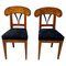 Pair of Biedermeier Shovel Chairs, Walnut, Ink Painting, South Germany, 1830s, Set of 2 1