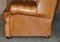 Small Wide Tan Leather Tufted Chesterfield Sofa with High Back 17