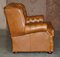 Small Wide Tan Leather Tufted Chesterfield Sofa with High Back 13