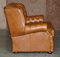 Small Wide Tan Leather Tufted Chesterfield Sofa with High Back, Image 13