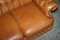 Small Wide Tan Leather Tufted Chesterfield Sofa with High Back 8