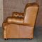 Small Wide Tan Leather Tufted Chesterfield Sofa with High Back 16
