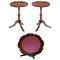 Hardwood Pie Crust Edge Tripod Side Tables in Oxblood, Set of 2, Image 1