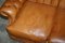 Small Wide Tan or Brown Leather Tufted Chesterfield Sofa with High Back 8