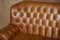 Small Wide Tan or Brown Leather Tufted Chesterfield Sofa with High Back 4