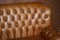 Small Wide Tan or Brown Leather Tufted Chesterfield Sofa with High Back 5