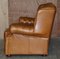 Small Wide Tan or Brown Leather Tufted Chesterfield Sofa with High Back 14