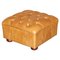 Square Tan or Brown Leather Tufted Chesterfield Footstool 1