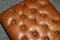 Square Tan or Brown Leather Tufted Chesterfield Footstool, Image 6