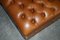 Square Tan or Brown Leather Tufted Chesterfield Footstool 4