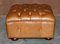 Square Tan or Brown Leather Tufted Chesterfield Footstool 7