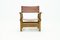 Brutalistischer Sessel aus Kiefernholz & cognacfarbenem Leder, 1960er 3