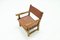 Brutalist Armchair in Pine and Cognac Leather, 1960s, Image 4