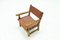 Brutalistischer Sessel aus Kiefernholz & cognacfarbenem Leder, 1960er 4