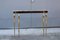 Mid-Century Italian Minimal Console in Walnut and Brass with Top in Marble, 1950s 1