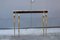 Mid-Century Italian Minimal Console in Walnut and Brass with Top in Marble, 1950s, Image 1