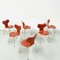 Danish Grand Prix Chairs in Orange Leatherette by Arne Jacobsen for Fritz Hansen, 1968, Set of 6 14