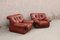 Space Age Brown Leather Armchairs, Set of 2 3