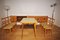Mesa, sillas y aparador de madera, años 40. Juego de 9, Imagen 1