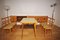 Table, Chairs & Sideboard in Wood, 1940s, Set of 9 1