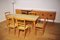 Table, Chairs & Sideboard in Wood, 1940s, Set of 9 3