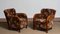 Swedish Art Deco Lounge Club Chairs with Floral Rust Jacquard Velvet, 1930s, Set of 2 5