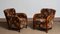 Swedish Art Deco Lounge Club Chairs with Floral Rust Jacquard Velvet, 1930s, Set of 2, Image 5