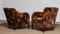 Swedish Art Deco Lounge Club Chairs with Floral Rust Jacquard Velvet, 1930s, Set of 2 1