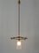 Lámpara colgante UFO minimalista Mid-Century moderna de latón y vidrio, años 50, Imagen 8