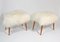 Poufs in White Mongolian Leather, Italy, 1950s, Set of 2 2