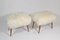 Poufs in White Mongolian Leather, Italy, 1950s, Set of 2, Image 4