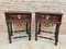 Early 20th Century Spanish Baroque Style Chestnut & Porcelain Nightstands with One Drawer, Set of 2 3