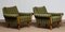 Italian Green Striped Velvet Lounge, Easy or Club Chairs, 1950s, Set of 2 2