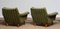 Italian Green Striped Velvet Lounge, Easy or Club Chairs, 1950s, Set of 2 6