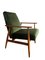 Mid-Century Green Armchairs with Footstool by Henryk Lis, 1960s, Set of 3 3