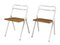 Folding White Frame Occasional Chairs with Blonde Wood and Cane Seats by Giorgio Cattelan for Cidue, Italy, 1970s, Set of 2 1