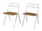 Folding White Frame Occasional Chairs with Blonde Wood and Cane Seats by Giorgio Cattelan for Cidue, Italy, 1970s, Set of 2, Image 1
