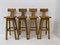 Pine Wood Bar Stools, 1970s, Set of 4, Image 1