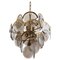 Italian Brass and Smoked Glass Chandelier by Vistosi, 1960s, Image 1